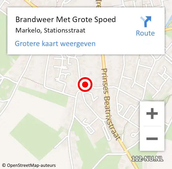 Locatie op kaart van de 112 melding: Brandweer Met Grote Spoed Naar Markelo, Stationsstraat op 8 november 2021 16:12