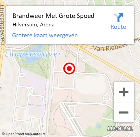 Locatie op kaart van de 112 melding: Brandweer Met Grote Spoed Naar Hilversum, Arena op 8 november 2021 16:58