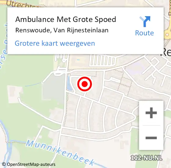 Locatie op kaart van de 112 melding: Ambulance Met Grote Spoed Naar Renswoude, Van Rijnesteinlaan op 8 november 2021 17:05