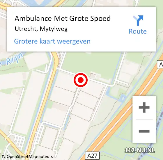 Locatie op kaart van de 112 melding: Ambulance Met Grote Spoed Naar Utrecht, Mytylweg op 28 juni 2014 16:39