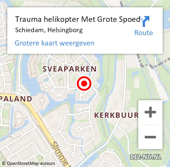 Locatie op kaart van de 112 melding: Trauma helikopter Met Grote Spoed Naar Schiedam, Helsingborg op 8 november 2021 17:28