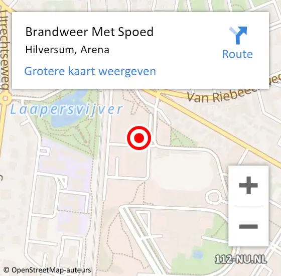 Locatie op kaart van de 112 melding: Brandweer Met Spoed Naar Hilversum, Arena op 8 november 2021 17:33