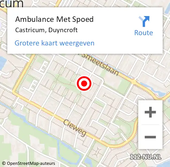 Locatie op kaart van de 112 melding: Ambulance Met Spoed Naar Castricum, Duyncroft op 8 november 2021 17:33