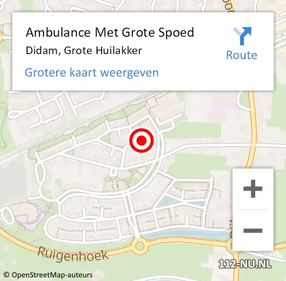 Locatie op kaart van de 112 melding: Ambulance Met Grote Spoed Naar Didam, Grote Huilakker op 8 november 2021 17:44