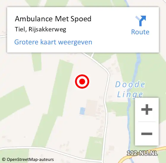 Locatie op kaart van de 112 melding: Ambulance Met Spoed Naar Tiel, Rijsakkerweg op 8 november 2021 17:45