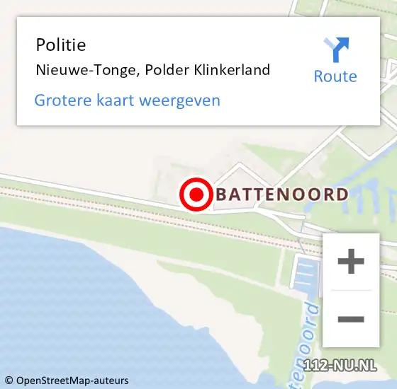 Locatie op kaart van de 112 melding: Politie Nieuwe-Tonge, Polder Klinkerland op 8 november 2021 17:53