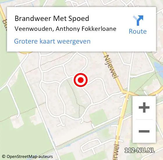 Locatie op kaart van de 112 melding: Brandweer Met Spoed Naar Veenwouden, Anthony Fokkerloane op 8 november 2021 18:16