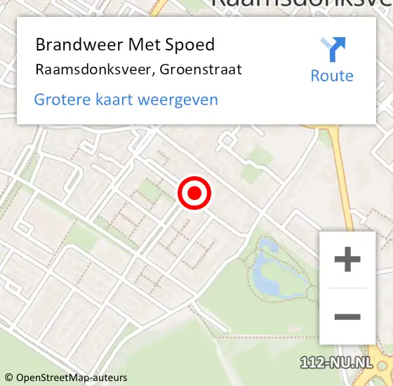 Locatie op kaart van de 112 melding: Brandweer Met Spoed Naar Raamsdonksveer, Groenstraat op 8 november 2021 18:21