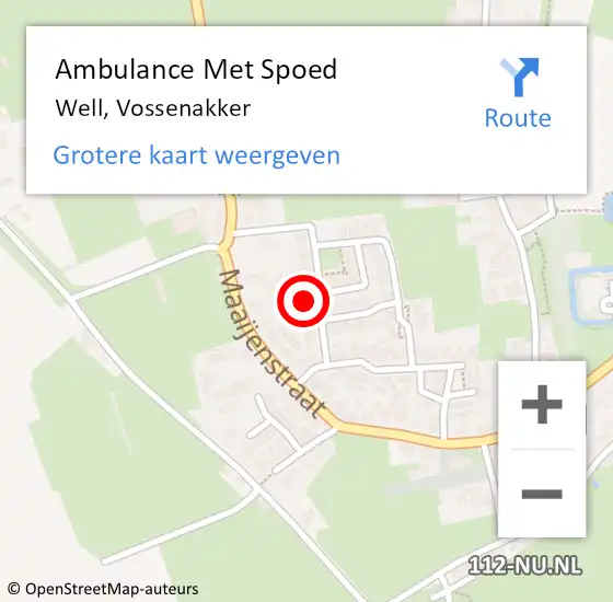 Locatie op kaart van de 112 melding: Ambulance Met Spoed Naar Well, Vossenakker op 8 november 2021 18:37