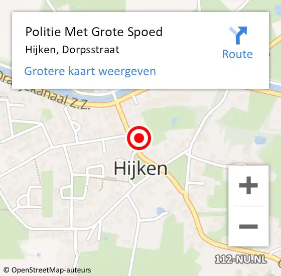 Locatie op kaart van de 112 melding: Politie Met Grote Spoed Naar Hijken, Dorpsstraat op 8 november 2021 18:52