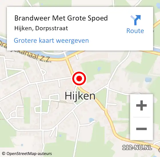 Locatie op kaart van de 112 melding: Brandweer Met Grote Spoed Naar Hijken, Dorpsstraat op 8 november 2021 18:53