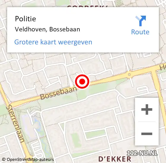 Locatie op kaart van de 112 melding: Politie Veldhoven, Bossebaan op 8 november 2021 18:57