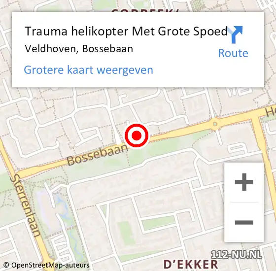 Locatie op kaart van de 112 melding: Trauma helikopter Met Grote Spoed Naar Veldhoven, Bossebaan op 8 november 2021 18:59
