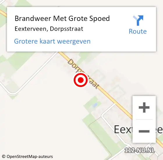 Locatie op kaart van de 112 melding: Brandweer Met Grote Spoed Naar Eexterveen, Dorpsstraat op 8 november 2021 19:06