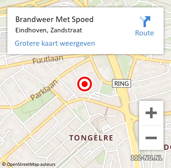 Locatie op kaart van de 112 melding: Brandweer Met Spoed Naar Eindhoven, Zandstraat op 8 november 2021 19:12