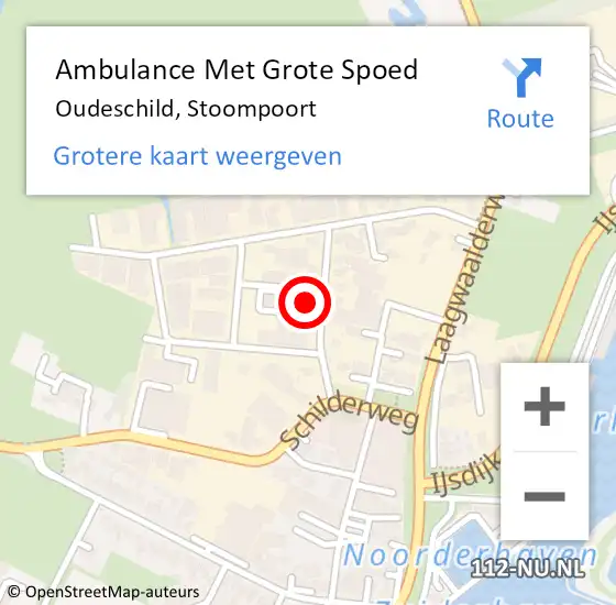 Locatie op kaart van de 112 melding: Ambulance Met Grote Spoed Naar Oudeschild, Stoompoort op 8 november 2021 19:24