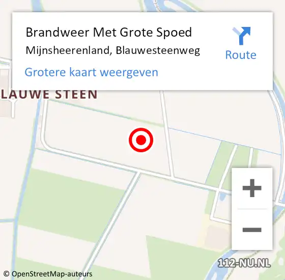 Locatie op kaart van de 112 melding: Brandweer Met Grote Spoed Naar Mijnsheerenland, Blauwesteenweg op 8 november 2021 19:37