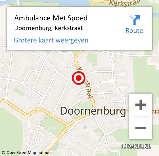 Locatie op kaart van de 112 melding: Ambulance Met Spoed Naar Doornenburg, Kerkstraat op 8 november 2021 19:40