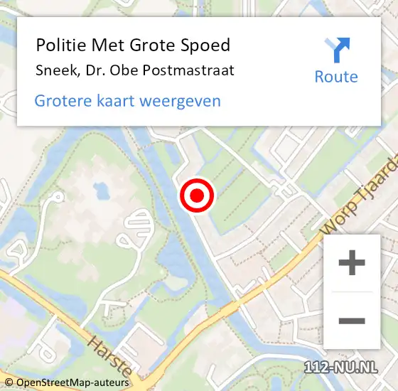 Locatie op kaart van de 112 melding: Politie Met Grote Spoed Naar Sneek, Dr. Obe Postmastraat op 8 november 2021 19:45