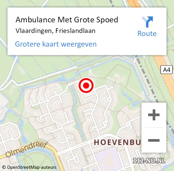 Locatie op kaart van de 112 melding: Ambulance Met Grote Spoed Naar Vlaardingen, Frieslandlaan op 8 november 2021 20:01
