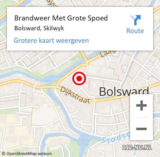 Locatie op kaart van de 112 melding: Brandweer Met Grote Spoed Naar Bolsward, Skilwyk op 8 november 2021 20:24