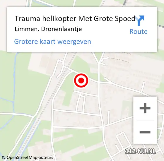 Locatie op kaart van de 112 melding: Trauma helikopter Met Grote Spoed Naar Limmen, Dronenlaantje op 8 november 2021 20:48