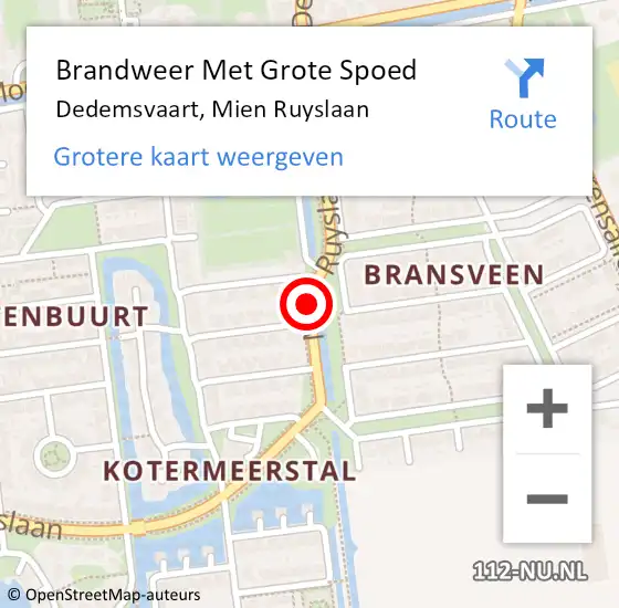 Locatie op kaart van de 112 melding: Brandweer Met Grote Spoed Naar Dedemsvaart, Mien Ruyslaan op 28 juni 2014 17:01