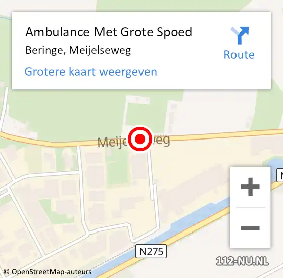 Locatie op kaart van de 112 melding: Ambulance Met Grote Spoed Naar Beringe, Meijelseweg op 8 november 2021 21:04