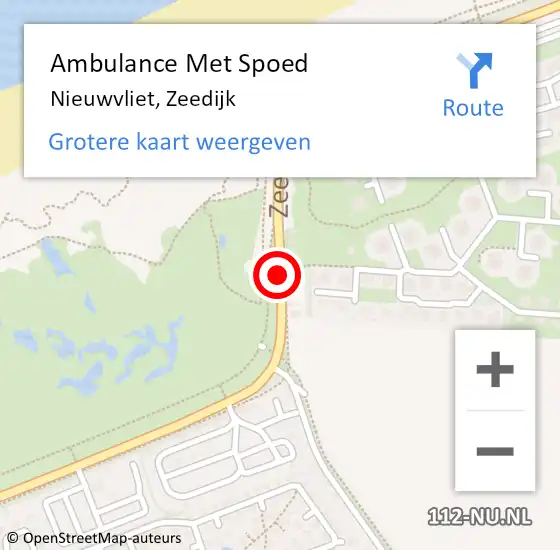 Locatie op kaart van de 112 melding: Ambulance Met Spoed Naar Nieuwvliet, Zeedijk op 28 juni 2014 17:03