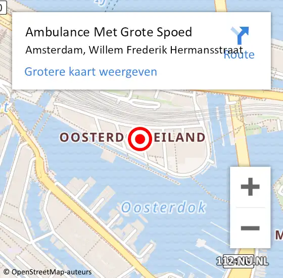 Locatie op kaart van de 112 melding: Ambulance Met Grote Spoed Naar Amsterdam, Willem Frederik Hermansstraat op 8 november 2021 21:35
