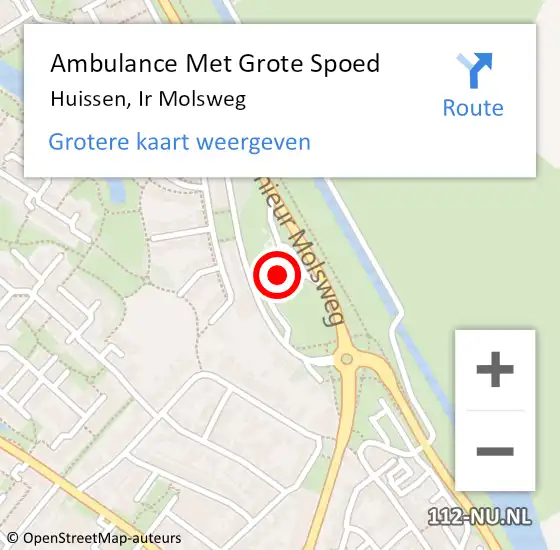 Locatie op kaart van de 112 melding: Ambulance Met Grote Spoed Naar Huissen, Ir Molsweg op 8 november 2021 21:40