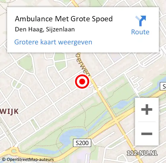 Locatie op kaart van de 112 melding: Ambulance Met Grote Spoed Naar Den Haag, Sijzenlaan op 8 november 2021 21:55