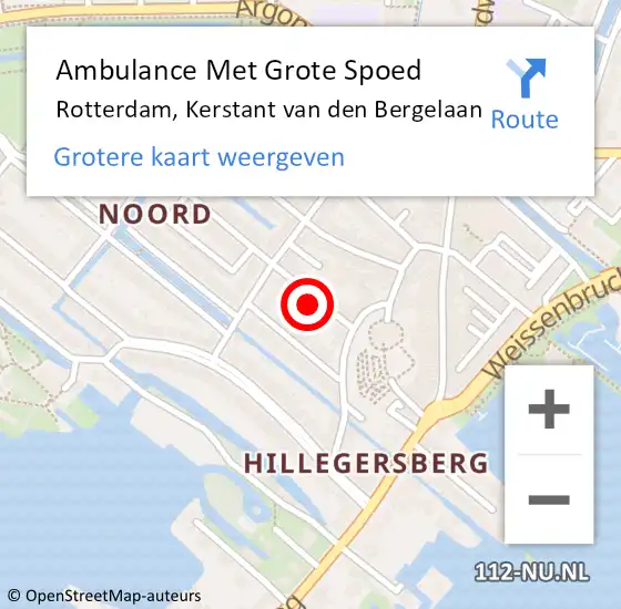 Locatie op kaart van de 112 melding: Ambulance Met Grote Spoed Naar Rotterdam, Kerstant van den Bergelaan op 8 november 2021 21:57
