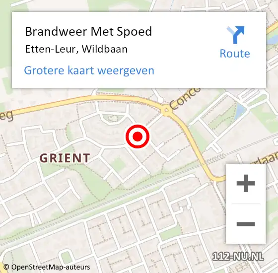 Locatie op kaart van de 112 melding: Brandweer Met Spoed Naar Etten-Leur, Wildbaan op 8 november 2021 22:05