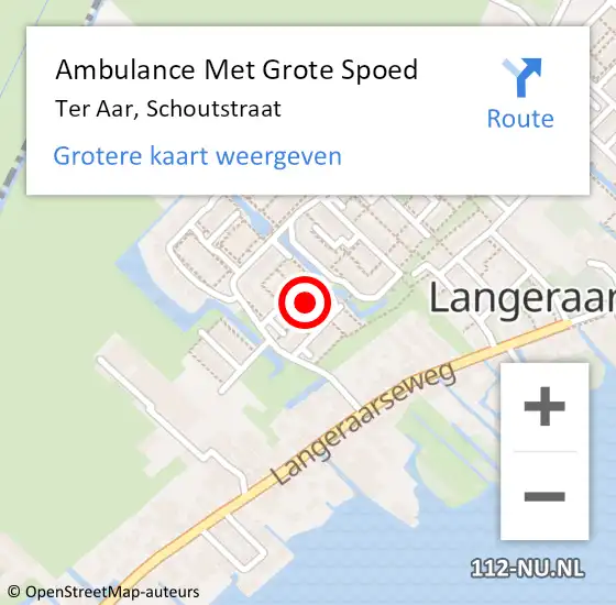 Locatie op kaart van de 112 melding: Ambulance Met Grote Spoed Naar Ter Aar, Schoutstraat op 8 november 2021 22:09