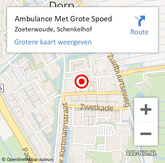 Locatie op kaart van de 112 melding: Ambulance Met Grote Spoed Naar Zoeterwoude, Schenkelhof op 8 november 2021 22:19