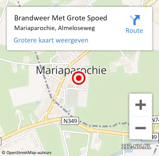 Locatie op kaart van de 112 melding: Brandweer Met Grote Spoed Naar Mariaparochie, Almeloseweg op 8 november 2021 22:26