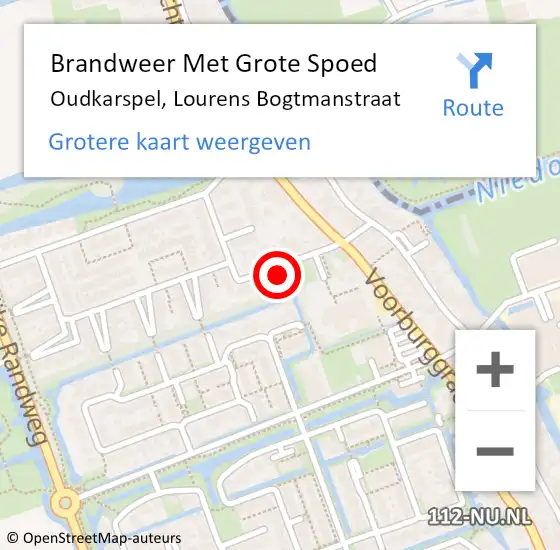 Locatie op kaart van de 112 melding: Brandweer Met Grote Spoed Naar Oudkarspel, Lourens Bogtmanstraat op 8 november 2021 22:37