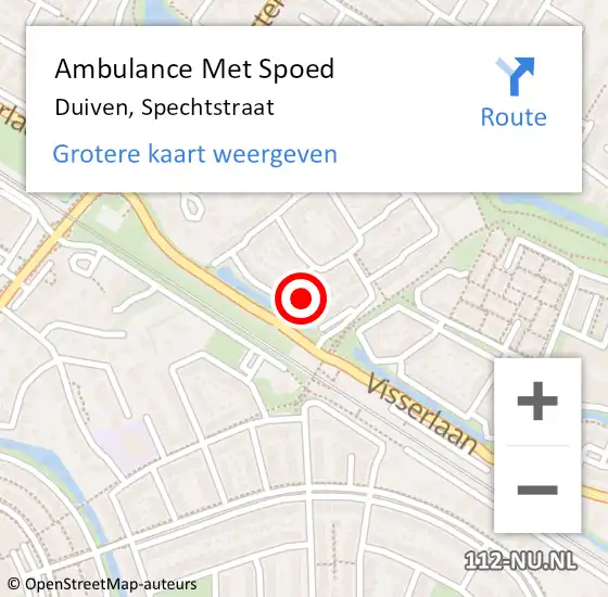 Locatie op kaart van de 112 melding: Ambulance Met Spoed Naar Duiven, Spechtstraat op 8 november 2021 22:46