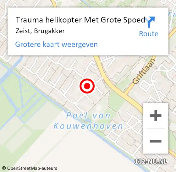 Locatie op kaart van de 112 melding: Trauma helikopter Met Grote Spoed Naar Zeist, Brugakker op 8 november 2021 22:52