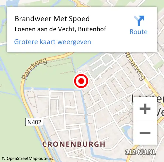 Locatie op kaart van de 112 melding: Brandweer Met Spoed Naar Loenen aan de Vecht, Buitenhof op 8 november 2021 22:58