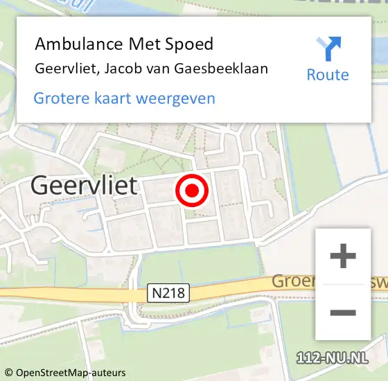 Locatie op kaart van de 112 melding: Ambulance Met Spoed Naar Geervliet, Jacob van Gaesbeeklaan op 8 november 2021 23:12