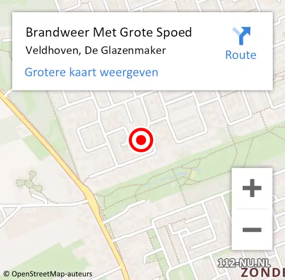 Locatie op kaart van de 112 melding: Brandweer Met Grote Spoed Naar Veldhoven, De Glazenmaker op 8 november 2021 23:16