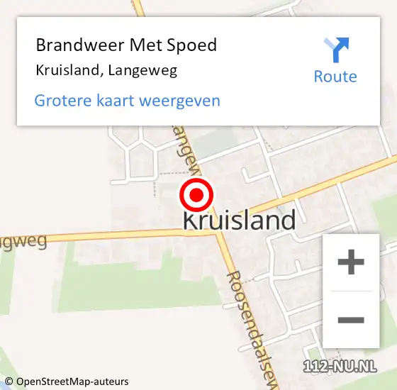 Locatie op kaart van de 112 melding: Brandweer Met Spoed Naar Kruisland, Langeweg op 8 november 2021 23:28