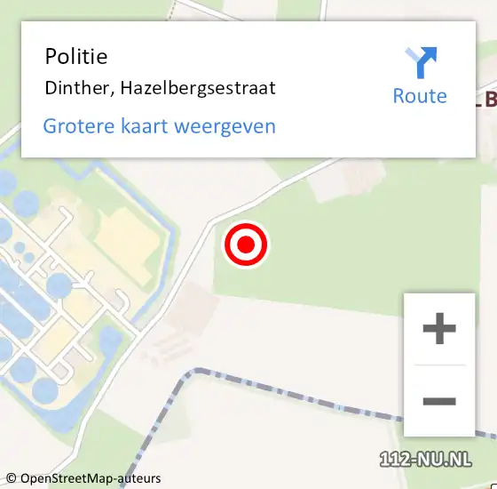 Locatie op kaart van de 112 melding: Politie Dinther, Hazelbergsestraat op 8 november 2021 23:47