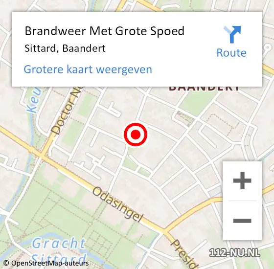 Locatie op kaart van de 112 melding: Brandweer Met Grote Spoed Naar Sittard, Baandert op 8 november 2021 23:55