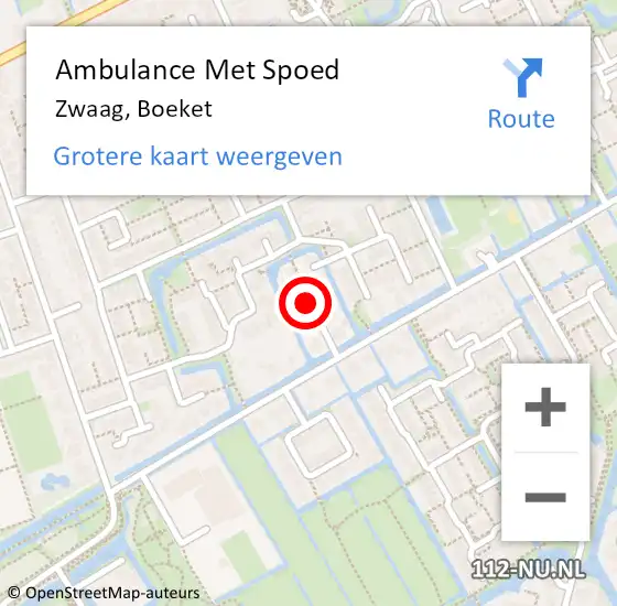 Locatie op kaart van de 112 melding: Ambulance Met Spoed Naar Zwaag, Boeket op 9 november 2021 00:00