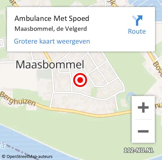 Locatie op kaart van de 112 melding: Ambulance Met Spoed Naar Maasbommel, de Velgerd op 9 november 2021 00:01