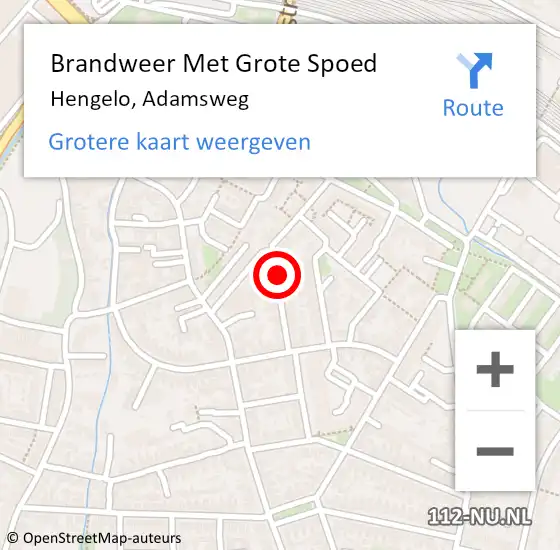 Locatie op kaart van de 112 melding: Brandweer Met Grote Spoed Naar Hengelo, Adamsweg op 9 november 2021 00:04