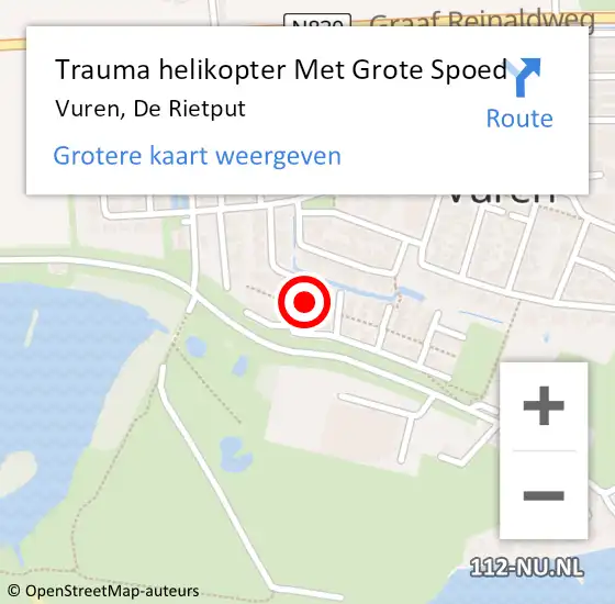 Locatie op kaart van de 112 melding: Trauma helikopter Met Grote Spoed Naar Vuren, De Rietput op 9 november 2021 00:12